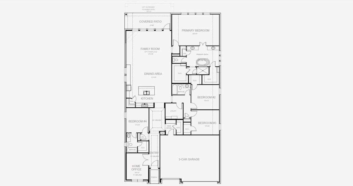 2D floor plan layout for the 2750C by Perry Homes in Colton 55', Todd Mission, TX (Image 3). 2D floor plan layout for the 2750C by Perry Homes in Colton 55', Todd Mission, TX (Image 3).