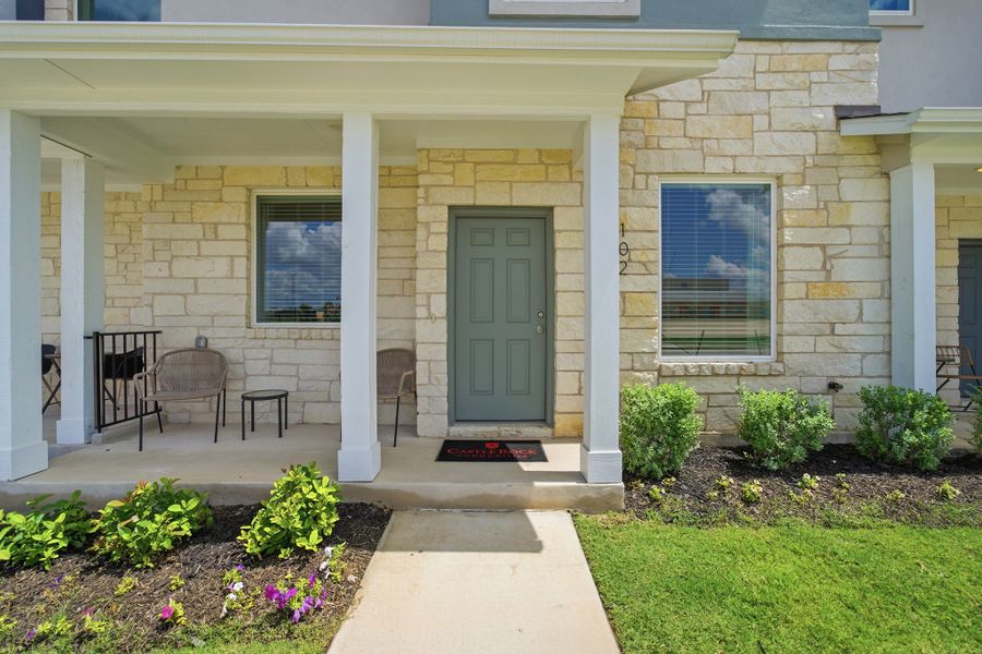 Representative exterior details of a home built from the Mies by CastleRock Communities in Municipal Drive Townhomes, Leander (Image 3). Representative exterior details of a home built from the Mies by CastleRock Communities in Municipal Drive Townhomes, Leander (Image 3).