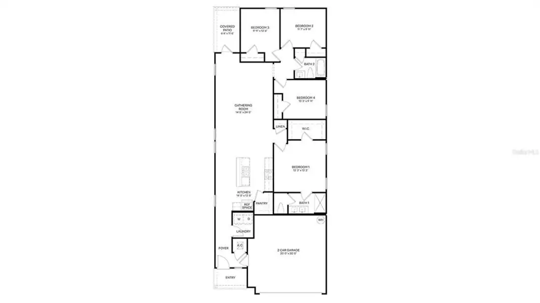 2D floor plan layout of this home in Grand Reserve, Bunnell, FL (Image 4).