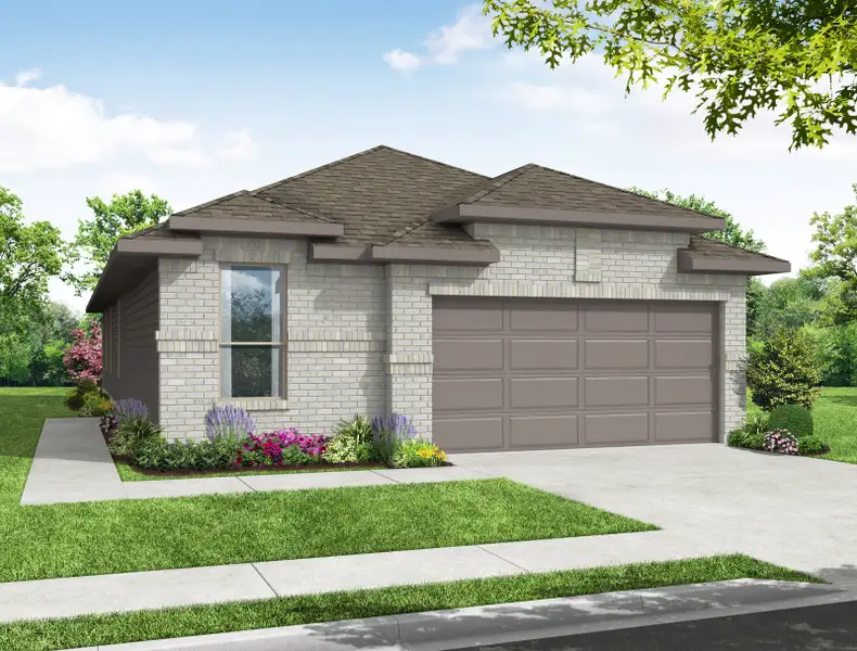 Representative exterior photo of a completed home built from the Hickory by Impression Homes in Belmont, Aubrey, TX (Image 7). Representative exterior photo of a completed home built from the Hickory by Impression Homes in Belmont, Aubrey, TX (Image 7).
