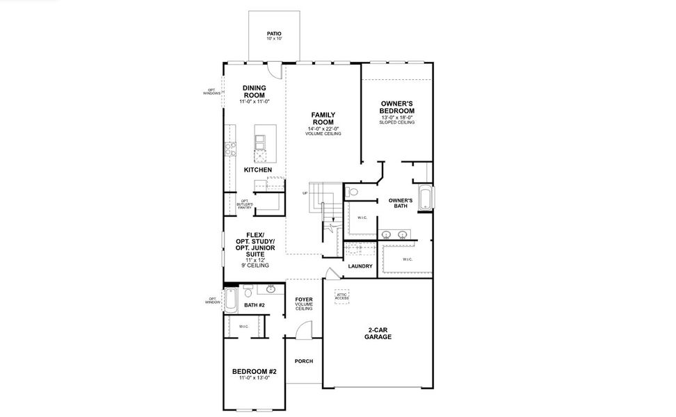2D floor plan layout for the Balcones - Reserve Series by M/I Homes in LaPrelle, Haslet, TX (Image 4).