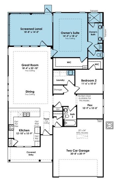 2D floor plan layout of this home in Cresswind at Spring Haven, Newnan, GA (Image 4).