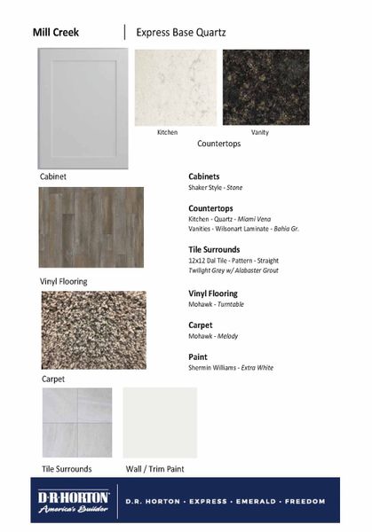 Sample of building materials used in homes in Mill Creek, Magnolia (Image 25).