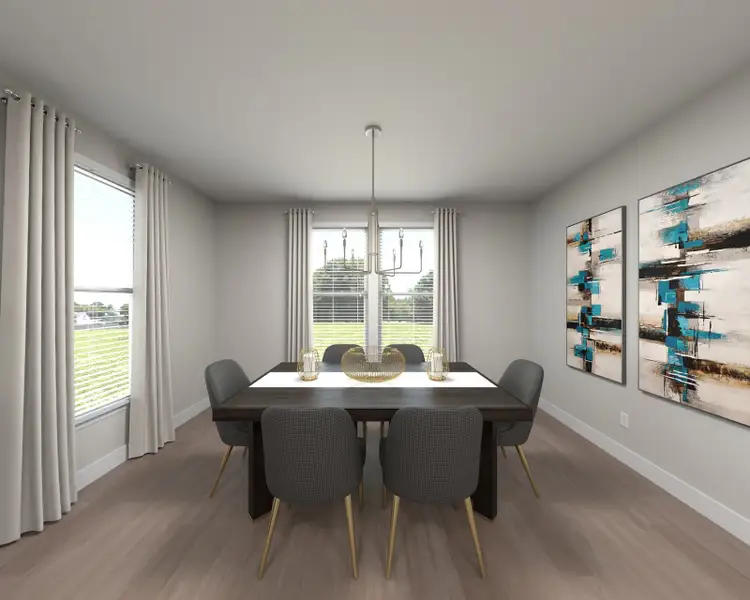 The open-concept floorplan allows for an easy flow between the kitchen and dining areas.