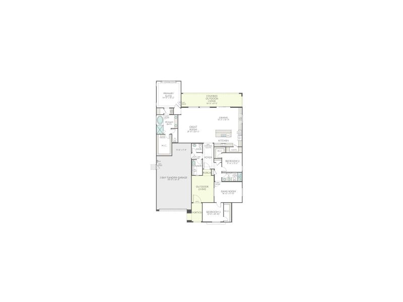 2D floor plan layout for the Mandarin Plan 5010 by Tri Pointe Homes in Whispering Hills, Laveen, AZ (Image 3).