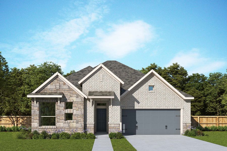 Representative exterior photo of a completed home built from the The Prescott by David Weekley Homes in Davis Ranch 50', San Antonio, TX (Image 11).