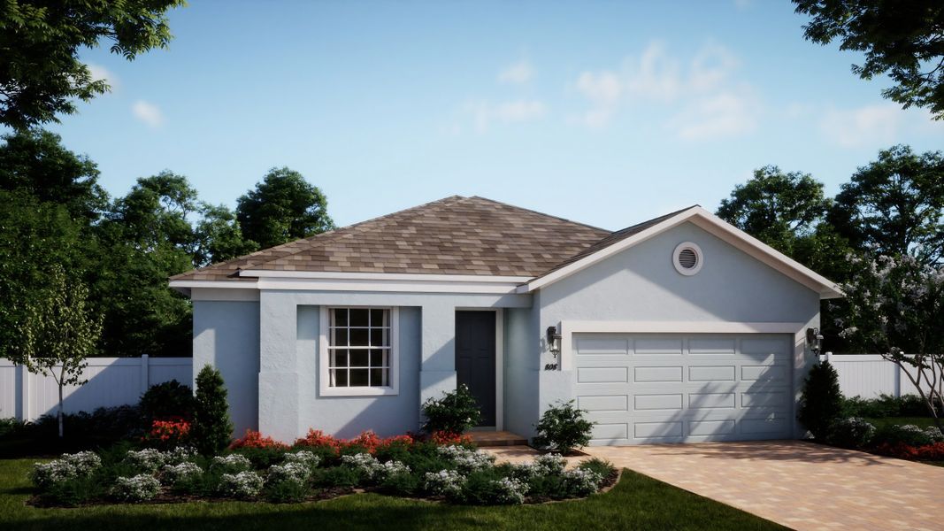 Representative exterior photo of a completed home built from the Selby Flex by Risewell Homes in Trinity Lakes, Groveland, FL (Image 13). Representative exterior photo of a completed home built from the Selby Flex by Risewell Homes in Trinity Lakes, Groveland, FL (Image 13).