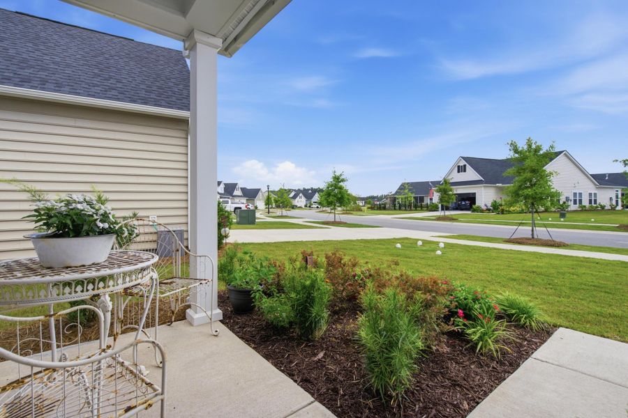 Exterior details and patio area of a home in Horizons at Summers Corner | 55+, Summerville (Image 29).