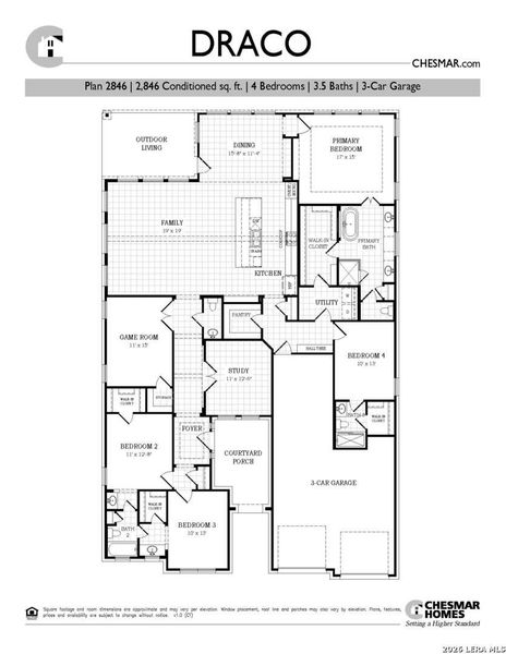 2D floor plan layout of this home in Meyer Ranch, New Braunfels, TX (Image 5).