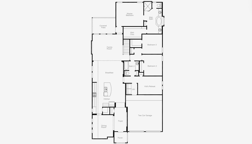 2D floor plan layout for the Kilgore IV by Coventry Homes in Painted Tree 50', McKinney, TX (Image 3).