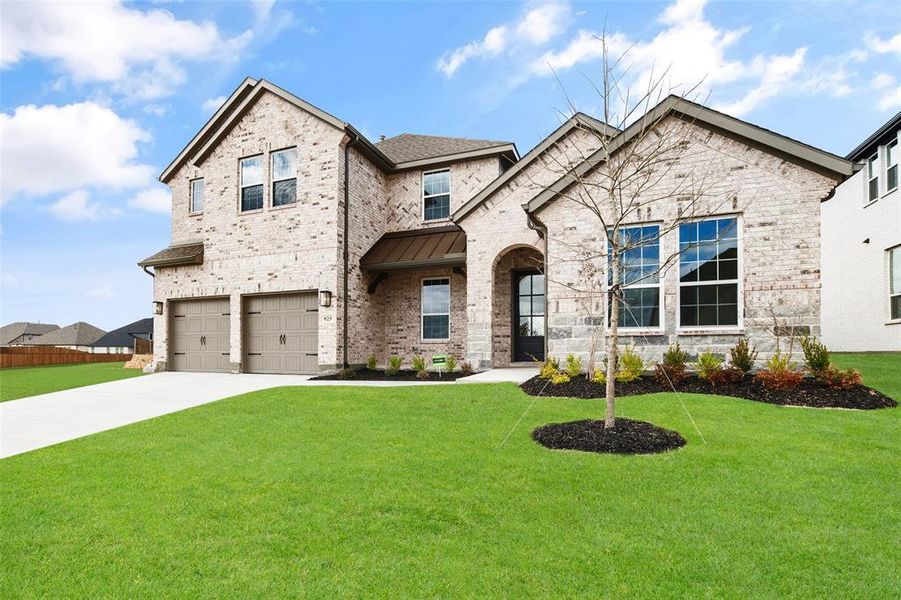 Front exterior of a new home in Lake Breeze, Lavon, TX, highlighting curb appeal (Image 18).