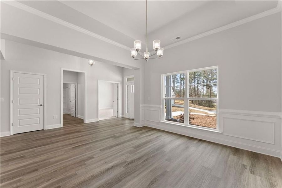 Representative unfurnished interior of a home built from the 2620 by Adams Homes in Williams Ridge, Bailey (Image 17). Representative unfurnished interior of a home built from the 2620 by Adams Homes in Williams Ridge, Bailey (Image 17).