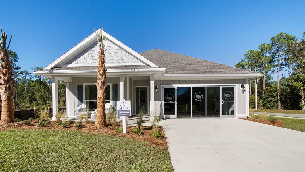 Front exterior of a new home in Nellie Preserve, Santa Rosa Beach, FL, highlighting curb appeal (Image 1).