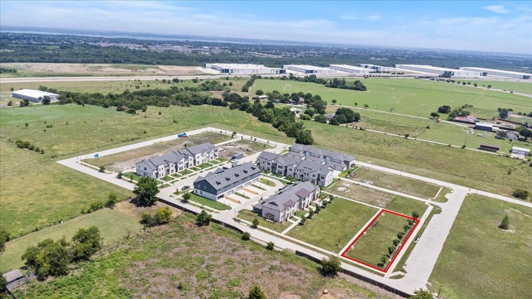 Aerial overview of property's location with property boundaries highlighted
