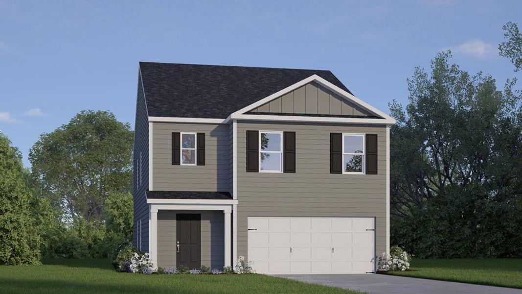 Representative exterior photo of a completed home built from the ROBIE by D.R. Horton in Lawson Glen, Clayton, NC (Image 1).