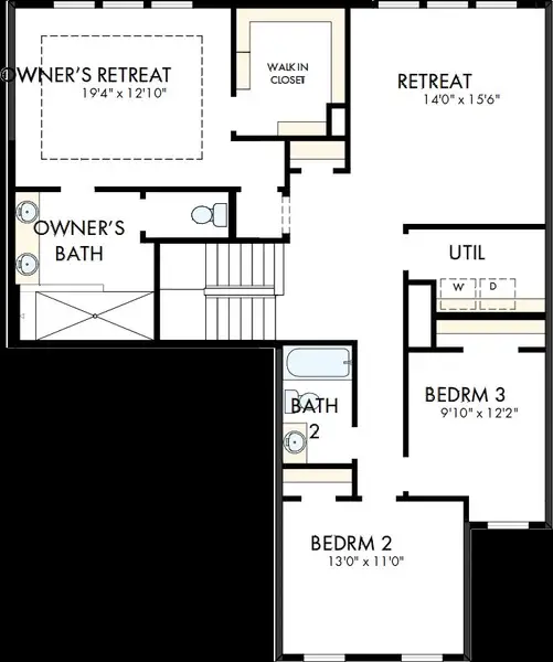 2D floor plan layout of this home in Serenity - The Village Collection, Fuquay Varina, NC (Image 3). 2D floor plan layout of this home in Serenity - The Village Collection, Fuquay Varina, NC (Image 3).