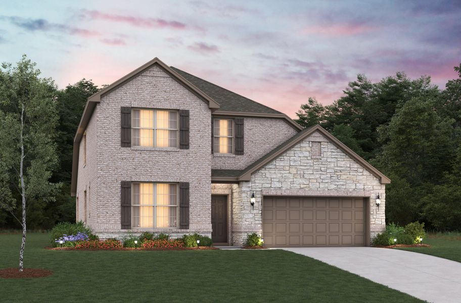 Representative exterior photo of a completed home built from the Avalon by Beazer Homes in Valencia on the Lake, Little Elm, TX (Image 15). Representative exterior photo of a completed home built from the Avalon by Beazer Homes in Valencia on the Lake, Little Elm, TX (Image 15).