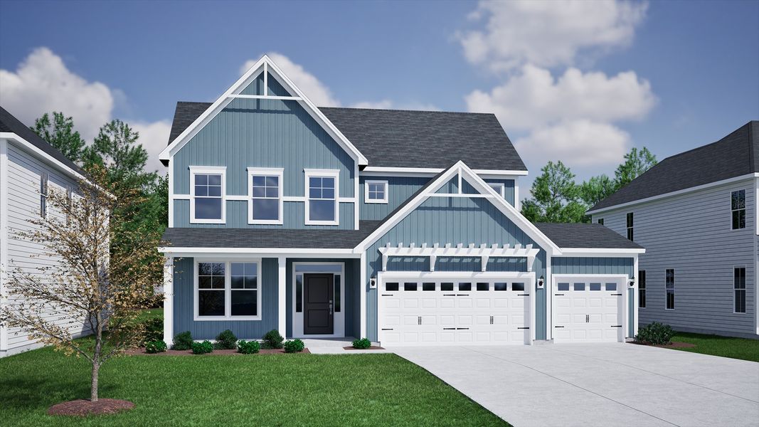 Representative exterior photo of a completed home built from the Peachtree - Vanguard Collection by Mungo Homes in Rogers Spring, Graham, NC (Image 14).