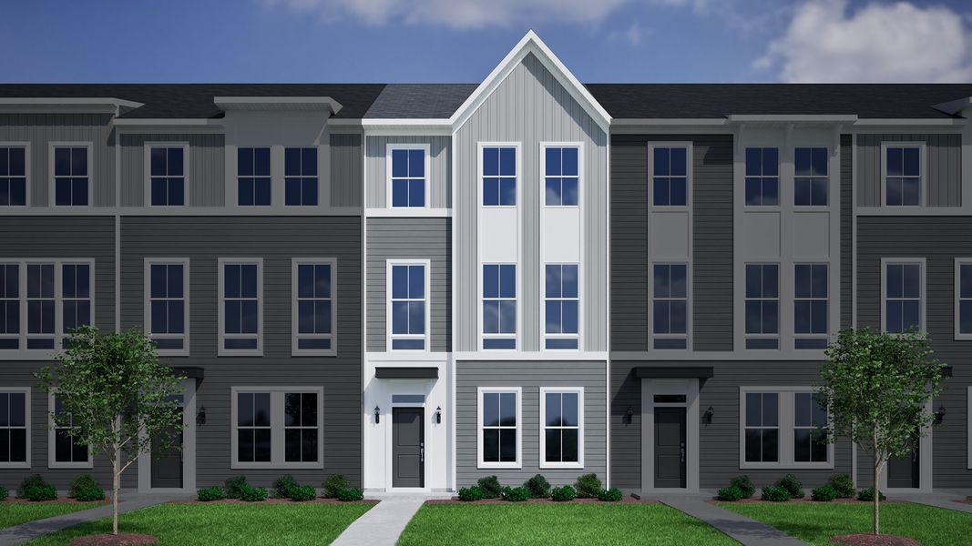 Representative exterior photo of a completed home built from the Corabell 3-Story 2-Car Garage - Vanguard Collection by Mungo Homes in Avenue One, Castle Hayne, NC (Image 15). Representative exterior photo of a completed home built from the Corabell 3-Story 2-Car Garage - Vanguard Collection by Mungo Homes in Avenue One, Castle Hayne, NC (Image 15).