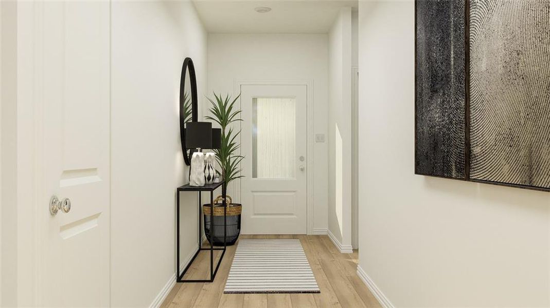 Hall featuring light hardwood / wood-style floors