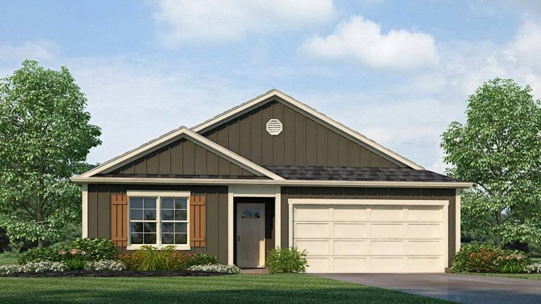 Representative exterior photo of a completed home built from the FREEPORT by D.R. Horton in Huntington Estates, Millington, TN (Image 19).