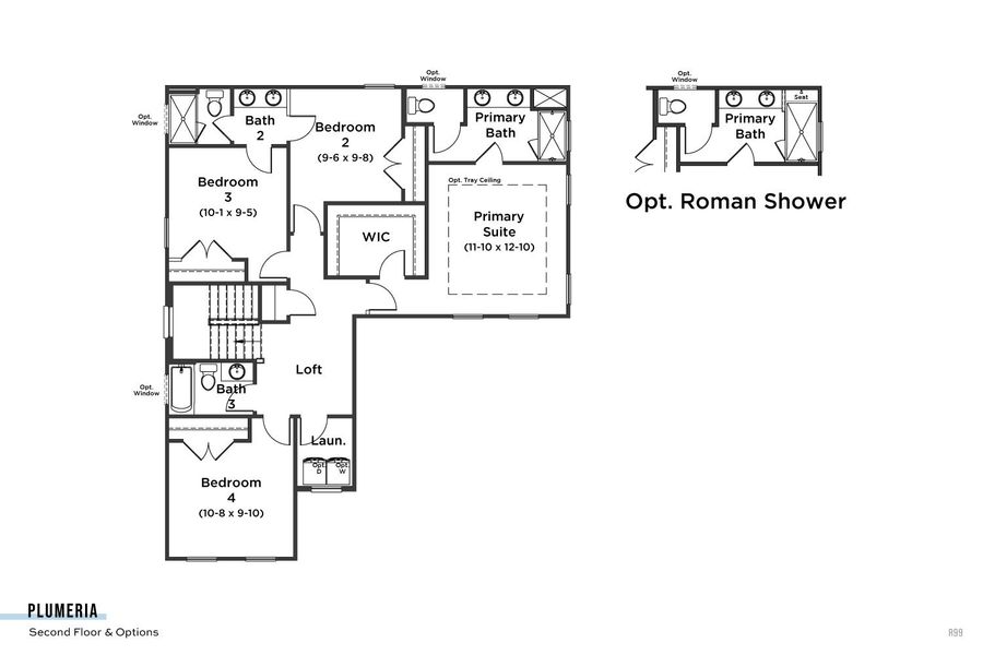 2D floor plan layout for the Plumeria by DRB Homes in Beacon Park, Hudson, FL (Image 5).