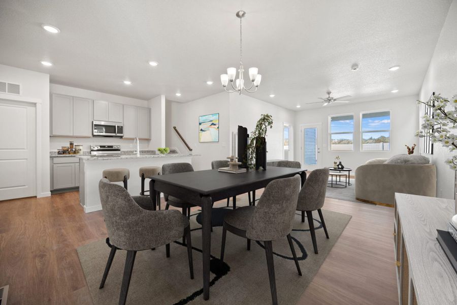 Representative furnished interior of a home built from the Manitou by View Homes in Aspen Meadows – Townhomes, Colorado Springs (Image 8). Representative furnished interior of a home built from the Manitou by View Homes in Aspen Meadows – Townhomes, Colorado Springs (Image 8).