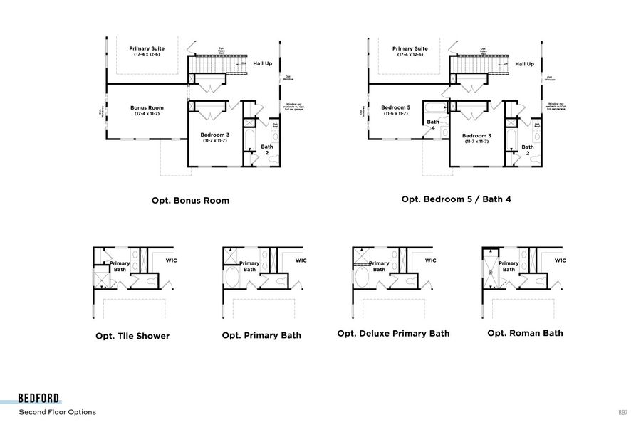 2D floor plan layout for the Bedford by DRB Homes in Ridgewood, Shelbyville, TN (Image 25).