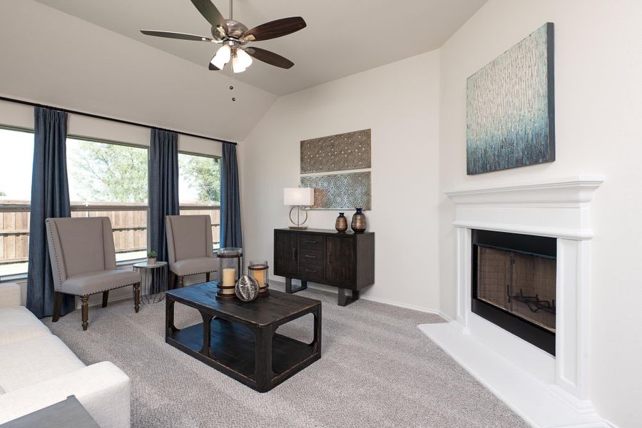 Family Room | Concept 1912 at Hunters Ridge in Crowley, TX by Landsea Homes