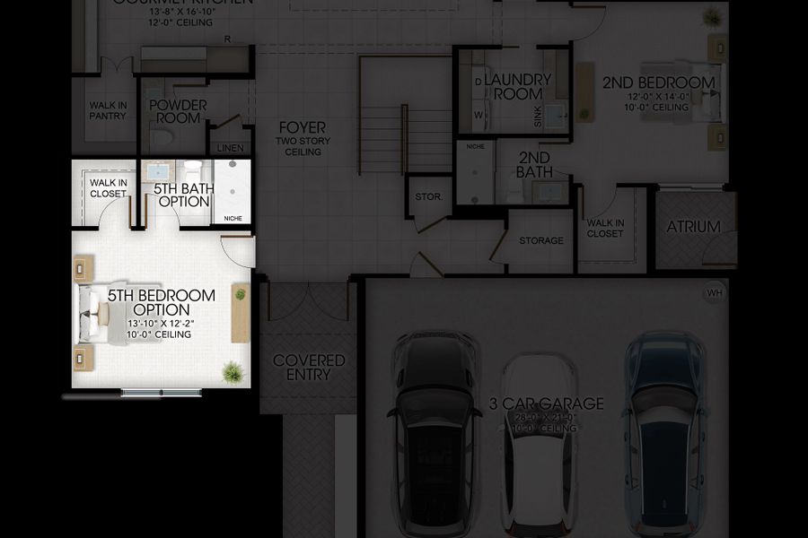 2D floor plan layout for the Harper by GL Homes in Valencia Del Mar, Boynton Beach, FL (Image 3).
