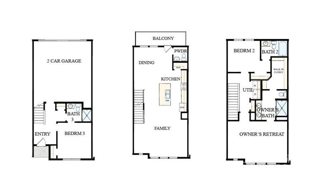 2D floor plan layout of this home in Central Living at Craig, Charlotte, NC (Image 2).