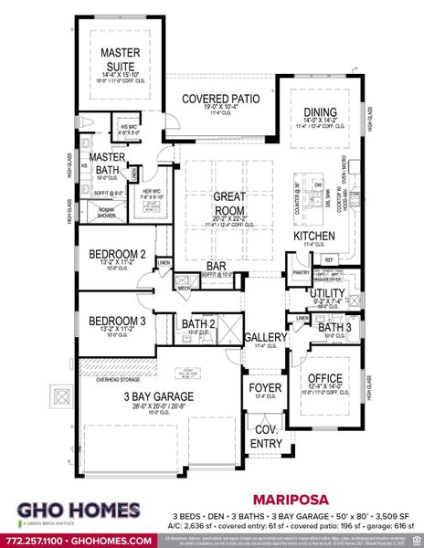 2D floor plan layout for the Mariposa by GHO Homes in Belterra, Port St. Lucie, FL (Image 84).