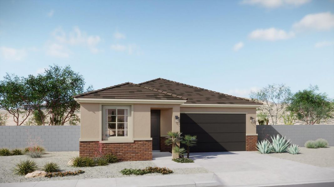 Representative exterior photo of a completed home built from the Gemini by Risewell Homes in Rialta, Mesa, AZ (Image 9). Representative exterior photo of a completed home built from the Gemini by Risewell Homes in Rialta, Mesa, AZ (Image 9).