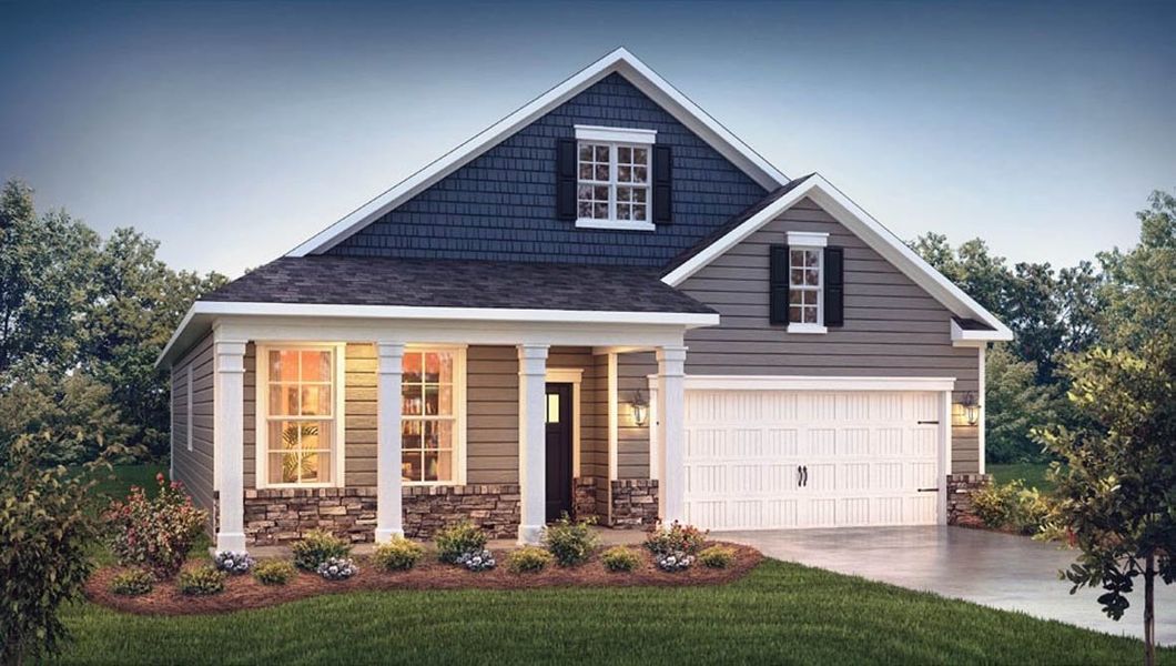 Representative exterior photo of a completed home built from the Dover by D.R. Horton in The Villas at Kinsley, Jamestown, NC (Image 25).