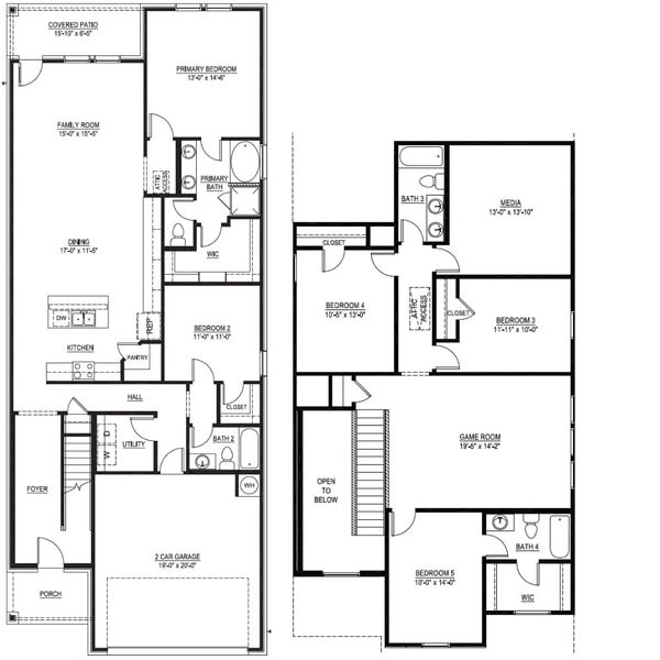 2D floor plan layout for the The Brookstone by Lillian Custom Homes in Tabor Ranch, Ponder, TX (Image 5).