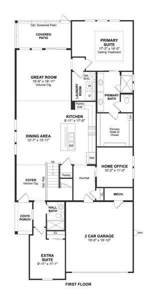 2D floor plan layout for the Simone by K. Hovnanian® Homes in K. Hovnanian's® Four Seasons at Lakes of Cane Bay, Summerville, SC (Image 3). 2D floor plan layout for the Simone by K. Hovnanian® Homes in K. Hovnanian's® Four Seasons at Lakes of Cane Bay, Summerville, SC (Image 3).