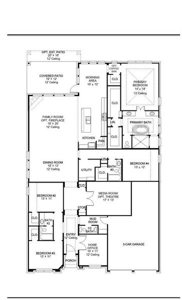 2D floor plan layout of this home in Ramble, Celina, TX (Image 2).