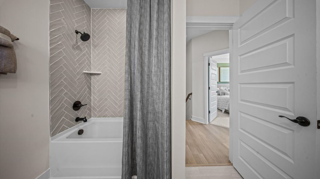 Representative furnished interior of a home built from the Harlow by DRB Homes in Bayberry, Raleigh (Image 38).