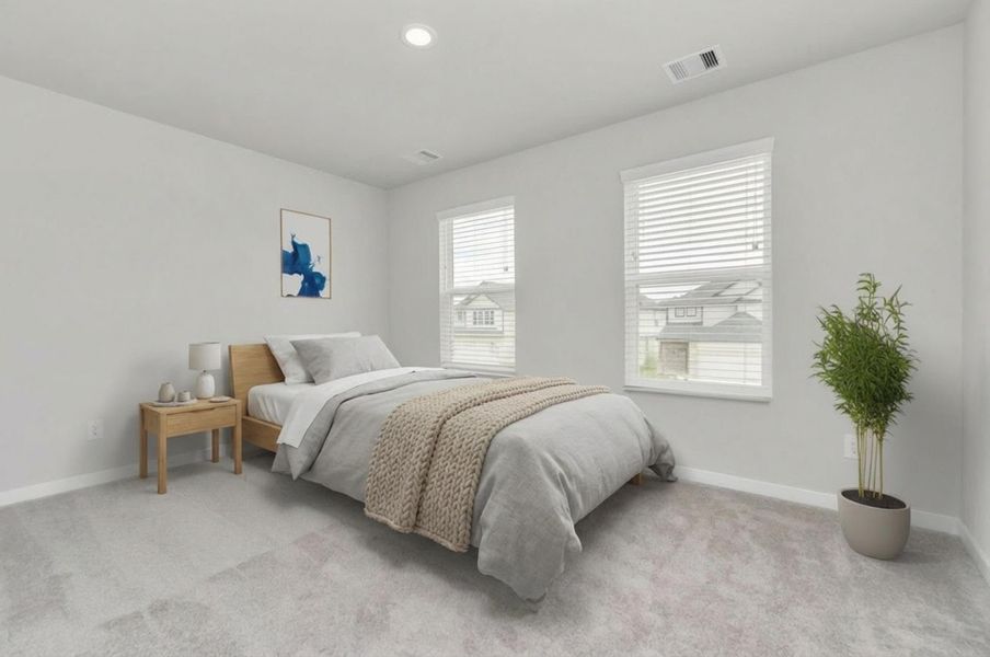 Virtually Staged - Secondary Bedroom. Sample photo of completed home with similar floor plan. Actual colors and selections may vary.