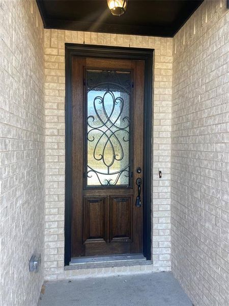 Elegant 8 ft mahogany iron & glass front door Elegant 8 ft mahogany iron & glass front door