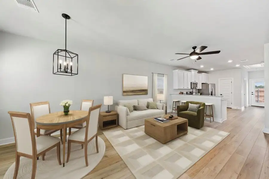 Living / Dining area digitally staged