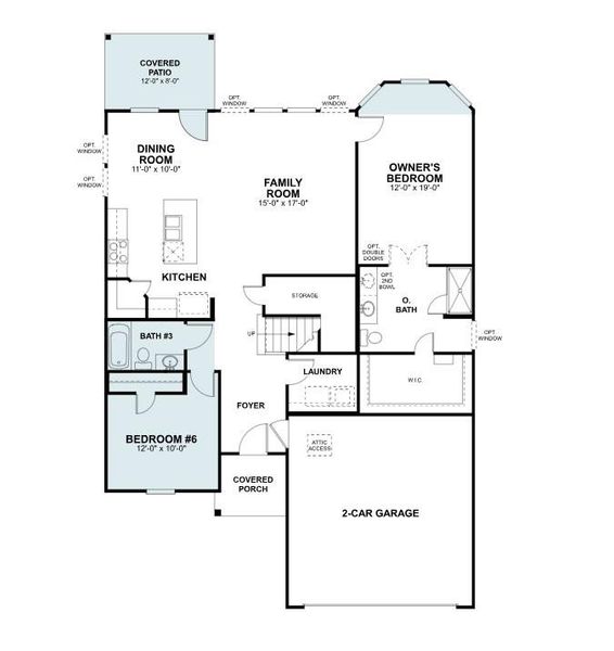2D floor plan layout of this home in Marble Creek Crossing, Austin, TX (Image 3).
