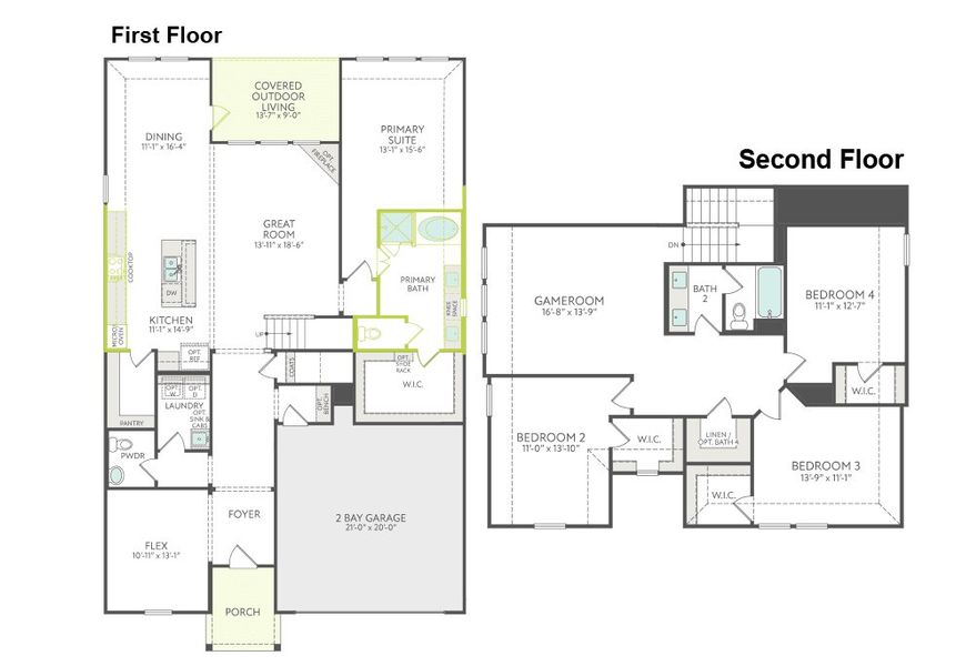 2D floor plan layout of this home in Bridgewater, Midlothian, TX (Image 3).