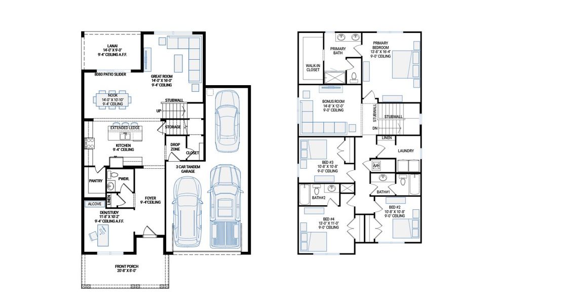 2D floor plan layout for the Marina by Cardel Homes in SeaFlower, Bradenton, FL (Image 5).