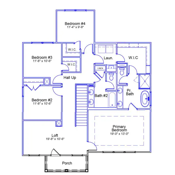 2D floor plan layout of this home in Scotts Hill Village, Wilmington, NC (Image 3).