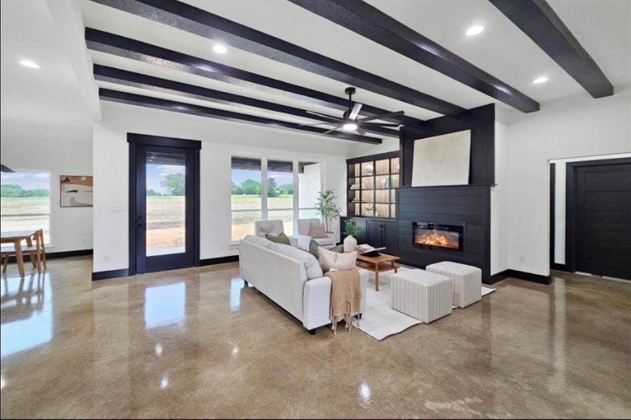 Furnished interior view inside a new home in , Log Cabin (Image 8).