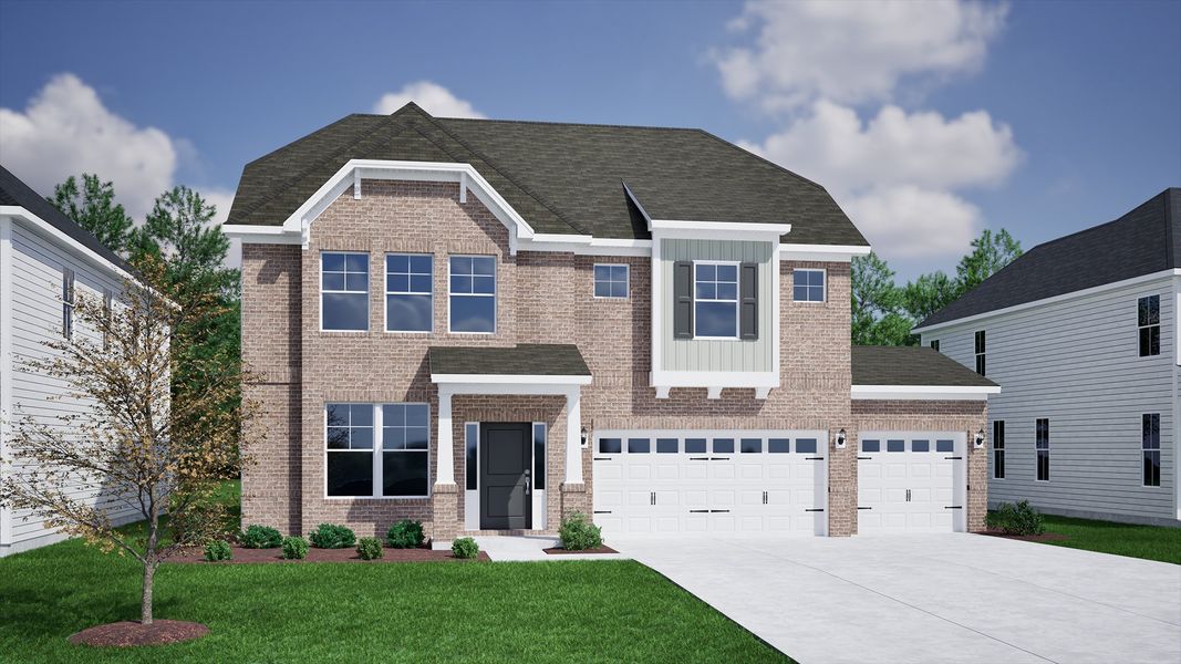 Representative exterior photo of a completed home built from the Keowee - Vanguard Collection by Mungo Homes in Hanes Lake, Winston-Salem, NC (Image 25).