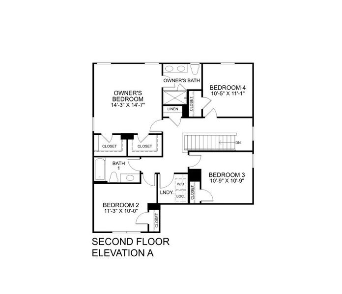 2D floor plan layout for the Ballenger by Ryan Homes in Fost, Moyock, NC (Image 2).