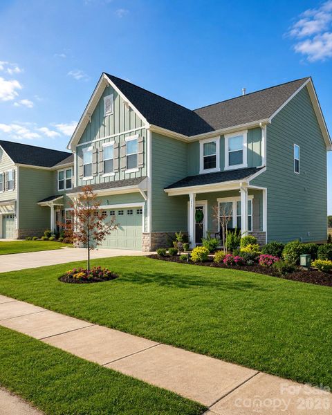 Front exterior of a new home in Edgewater Lakeview On Your Lot, Lancaster, SC, highlighting curb appeal (Image 23).