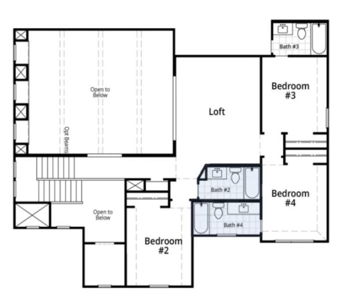 2D floor plan layout of this home in Goodnight Ranch, Austin, TX (Image 5).